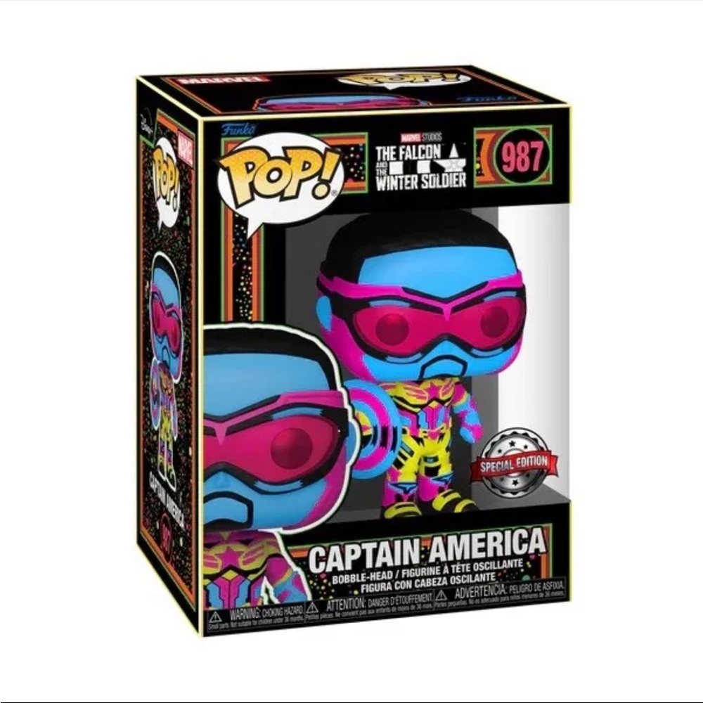 Funko Pop! The Falcon and the Winter Soldier - Captain America Blacklight # 987